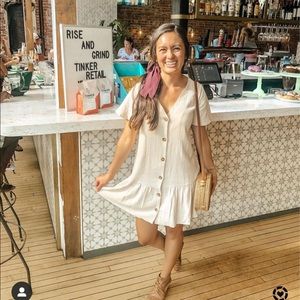 Tan button down baby doll dress